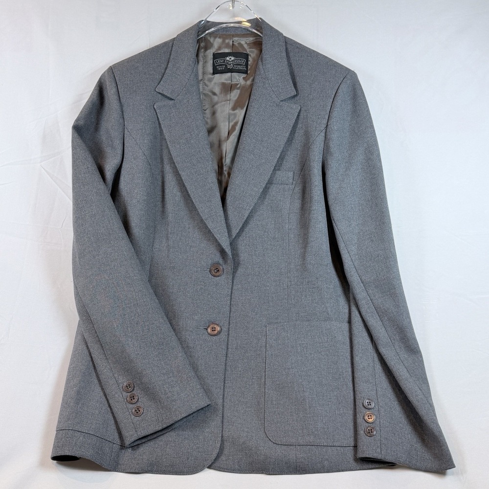 Vintage 70s Levis Womenswear Blazer Jacket Size 14 Heather Gray Textured Retro